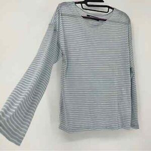 reformation drop sleeve long sleeve grey and white nautical striped lightweight